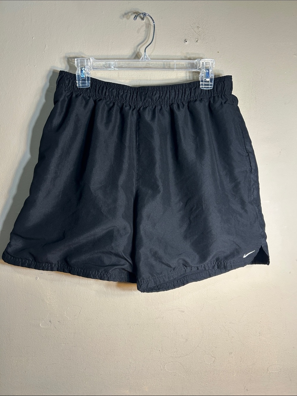 Nike Black Athletic Running Shorts with White Swoosh
